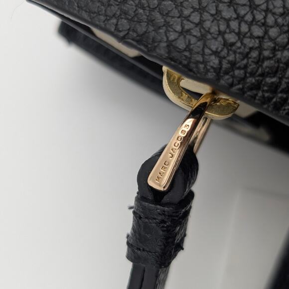 Marc Jacobs Mini Grind Coated Leather Tote Bags Zip Pockets Black M0015685 - Picture 16 of 16